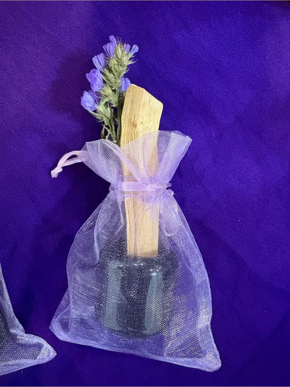 Obsidian Black Ceramic Pentagram Palo Santo Holder Incense Purple Altar Gift